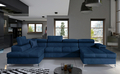 Coltar extensibil stanga 5 locuri ELTAP, Edr-15, Eduardo, 337x205x88 cm, lemn/poliester, albastru inchis