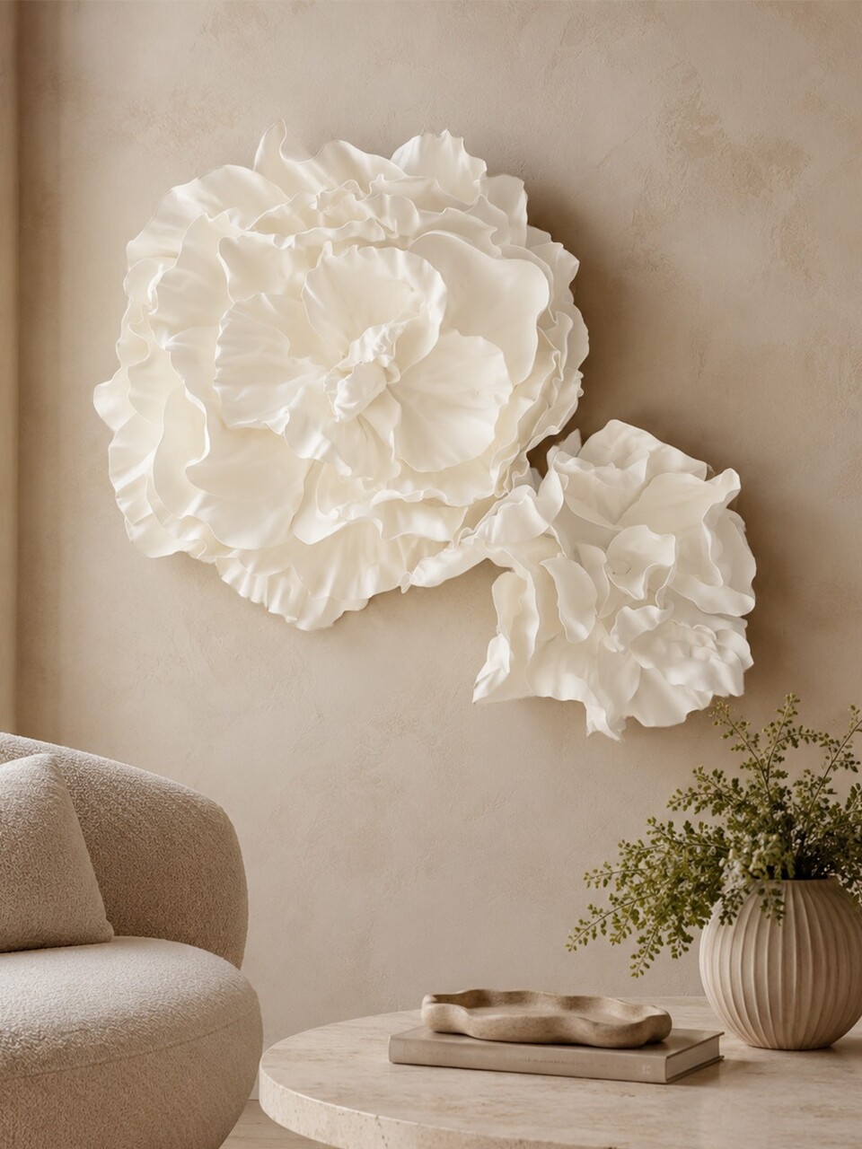 Set de accesorii decorative pentru perete, DM0013, Dimensiune mare: 65 x 65 cm (1 bucată), Alb