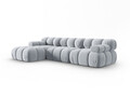 Coltar modular stanga 4 locuri, Bellis-51, Micadoni Home, 282x155x70 cm, catifea, albastru deschis
