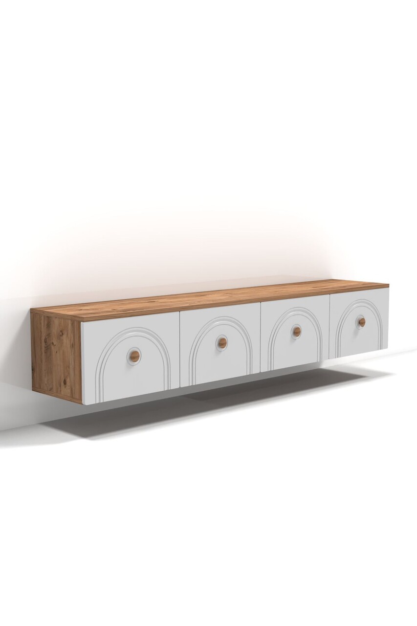 Comoda TV, Hanah Home, Norvia 180, 180x32x35 cm, PAL, Pin Atlantic / Alb - view 5