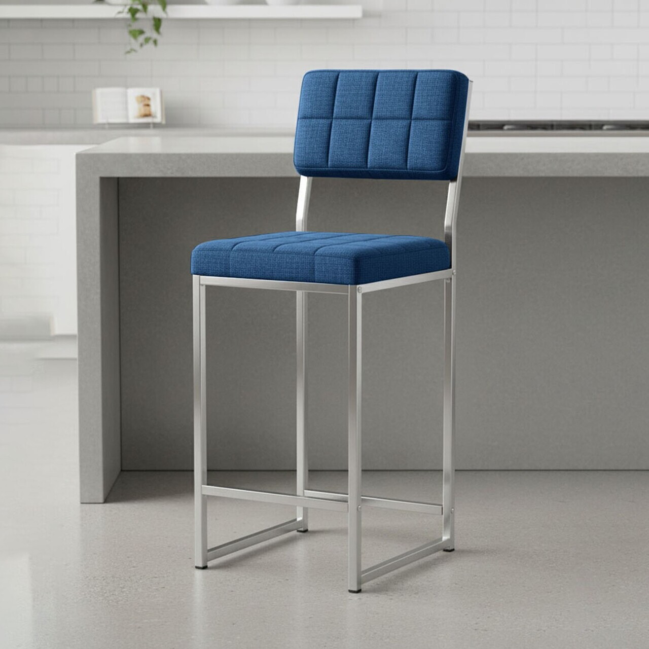 Scaun de bar, Hanah Home, Retro 66, 40x98x40 cm, Albastru navy — imaginea 2
