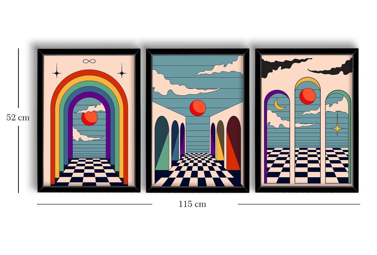 Set 3 tablouri decorative, 3p3752softct-012, Lemn, Multicolor - view 4