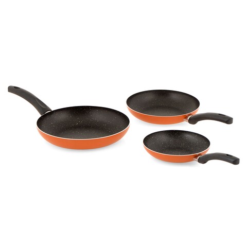 Set 3 tigai, berna, 18 cm Ø, 22 cm Ø, 26 cm Ø, aluminiu, portocaliu
