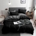 Lenjerie de pat dubla 3 piese, Basic - Black, EnLora Home, 65% bumbac/35% poliester