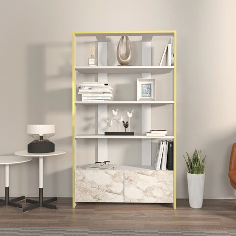 Corp biblioteca, zena home, elena, 93.6x160x31.5 cm, pal, alb