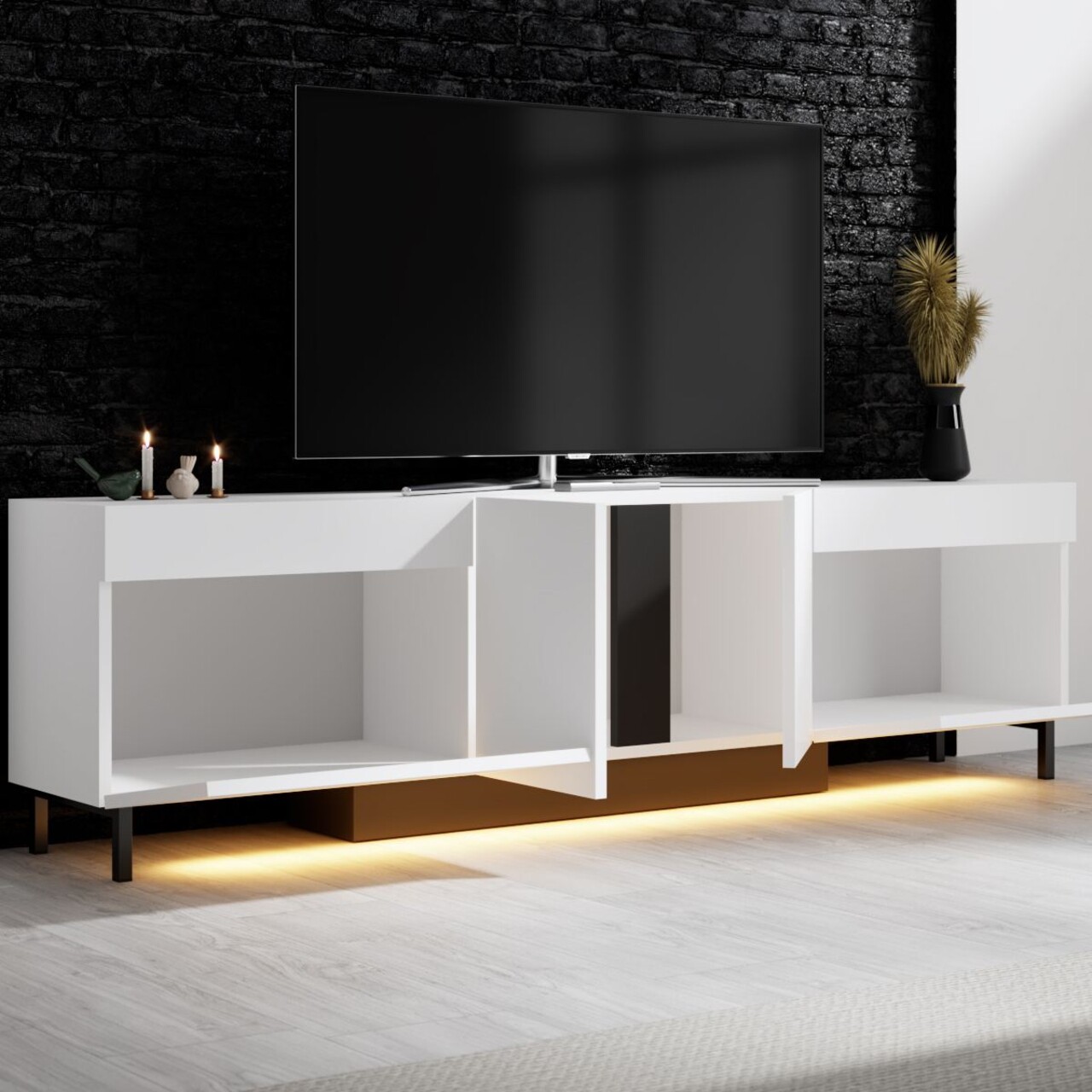 Comoda TV, Hanah Home, Paris, 180x50x32 cm, Alb - imagine 3