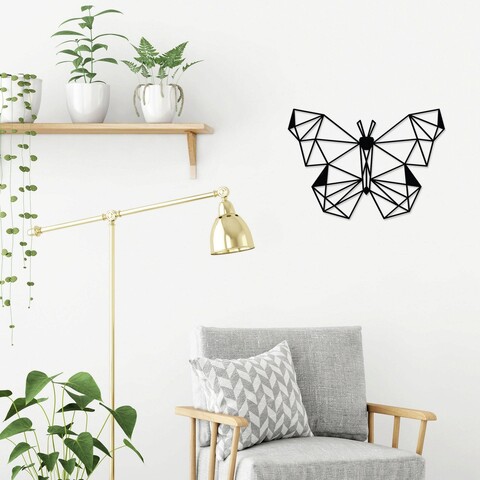 Decoratiune de perete, wild butterfly, metal, dimensiune: 50 x 35 cm, negru