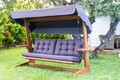 Balansoar de gradina 3 locuri, Swingo, Viva 2400, 237x100x175 cm, Cadru: 100% MID, Antracit