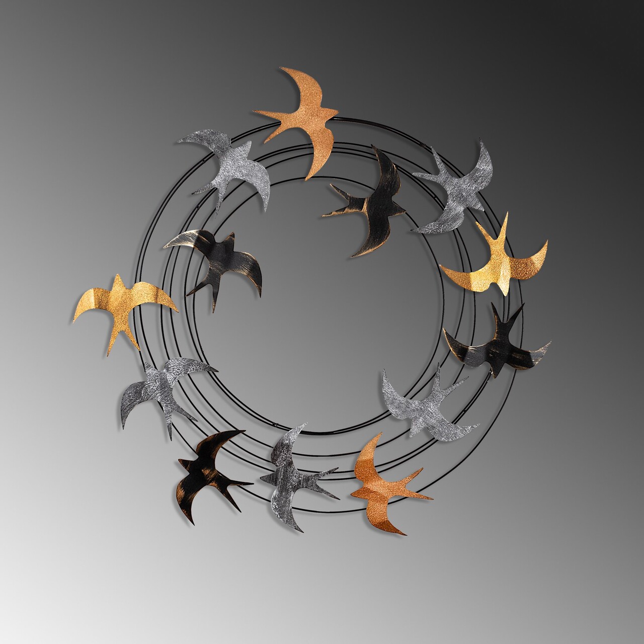 Decoratiune de perete, Spiral Flock 6, Dimensiuni: 87 x 87 x 5 cm, Multicolor - view 4