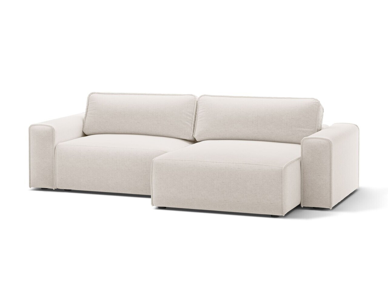 Coltar extensibil dreapta 3 locuri, Victor, Micadoni Home, 246x148x83 cm, tesatura structurata, bej deschis — imaginea 2