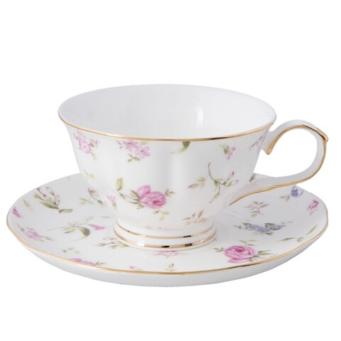 Ceasca cu farfurie, Romantic Tea, Clayre & Eef, portelan, 150 ml