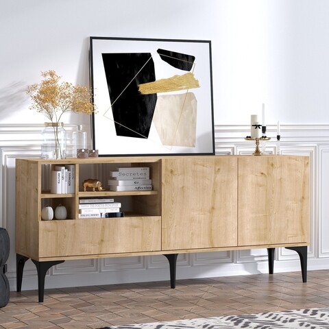 Comoda TV, Emerald, Orela, 180 x 80 x 40 cm, pal melaminat, stejar 180