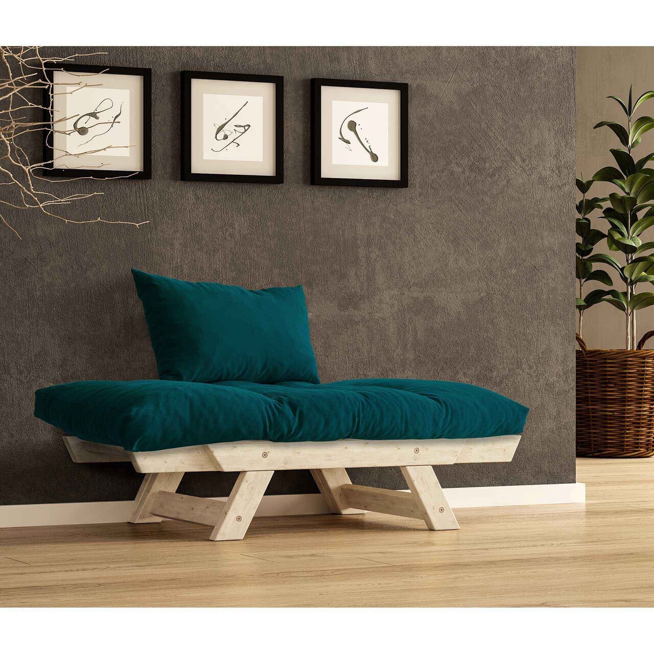 Fotoliu de gradina, Hanah Home, CPT8148-140, Natural / Albastru petrol / - view 3