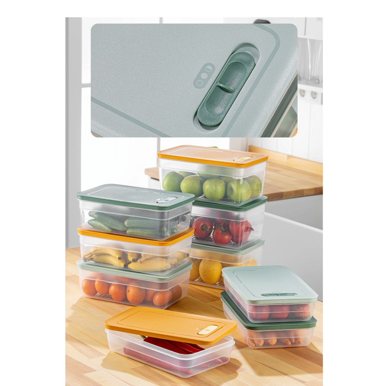 Set recipiente depozitare, Hermia, 964FRM5716, Dimensiune: 18,5 x 28,5 x 10 cm / 3800 ml (3 bucăți), Multicolor - imagine 2