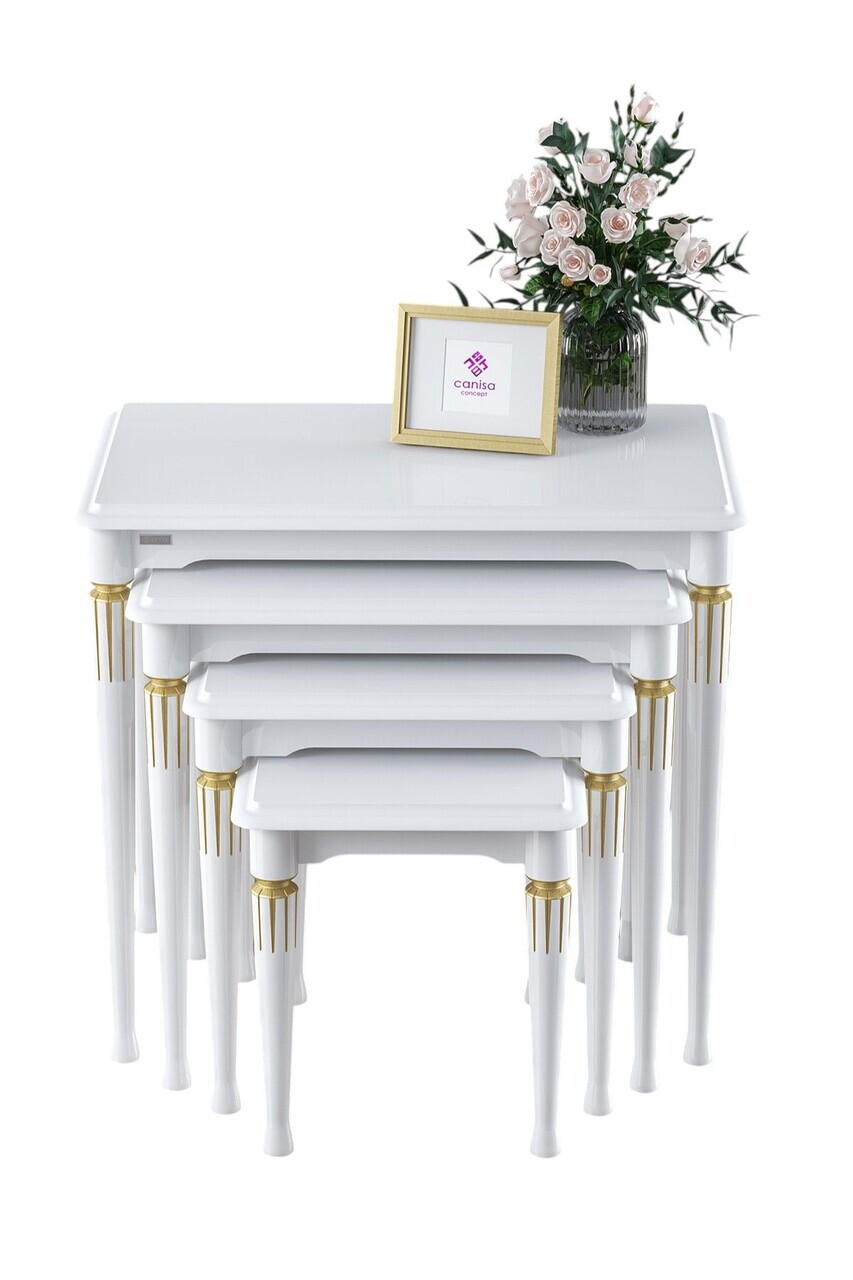 Set masute Nesting 4 piese, Hanah Home, Zeyra Avangart, Alb — imaginea 2