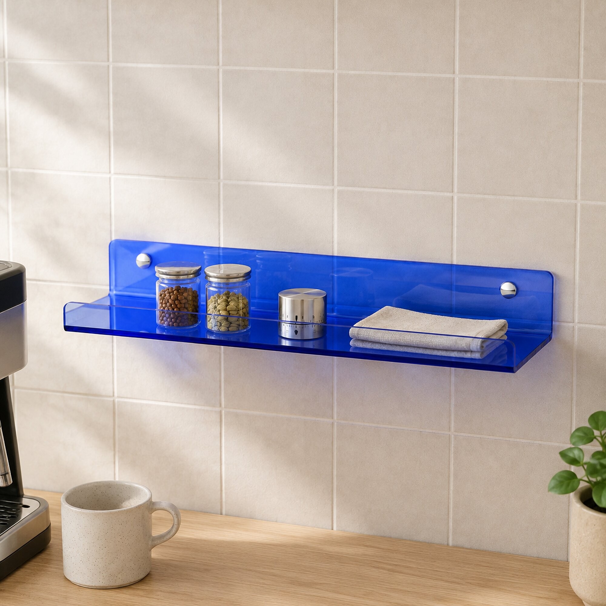 Raft de perete acrilic, Hanah Home, Vivid, 50x10x4 cm, Albastru