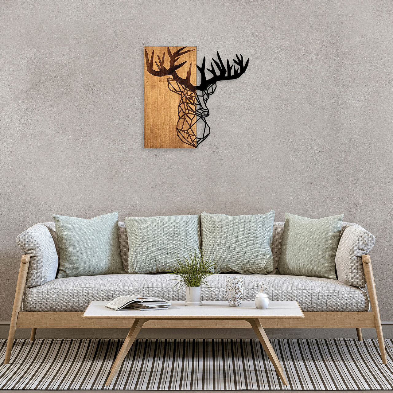 Decoratiune de perete, MA-285, 50% lemn/50% metal, Dimensiune: 58 x 60 cm, Nuc / Negru - 1 | YEO