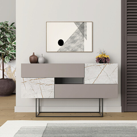 Consola, Decortie, Eros, 145x82x30 cm, Mocha deschis / alb Decortie