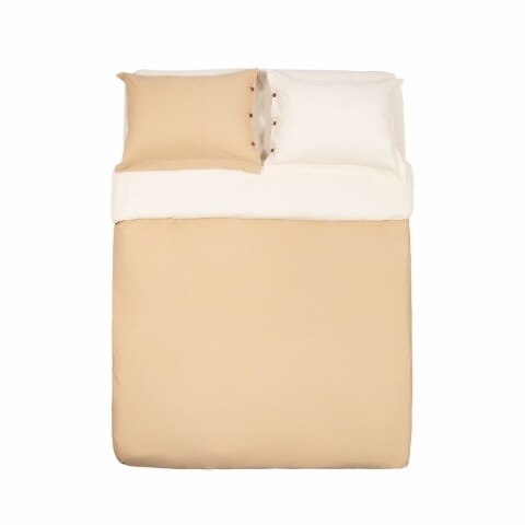 Lenjerie de pat dubla King Size, Heinner Bej, 100% bumbac organic, 4 piese, bej /100