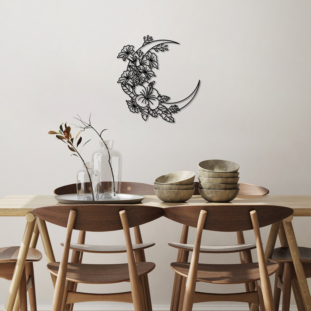 Decoratiune de perete, Flower Moon 1, Dimensiune: 50 x 47 cm, Negru - view 3