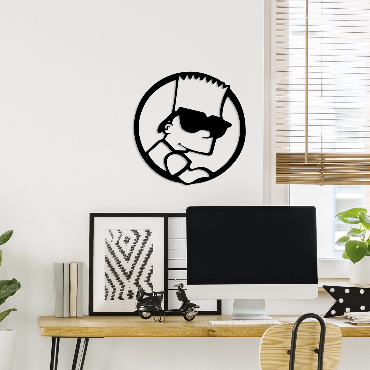 Decoratiune de perete, Sımpson 4, Dimensiune: 33 x 33 cm, Negru — imaginea 2