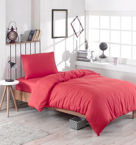 Lenjerie de pat pentru o persoana Single XXL (DE), 2 piese, Paint - Red, EnLora Home, 65% bumbac/35% poliester