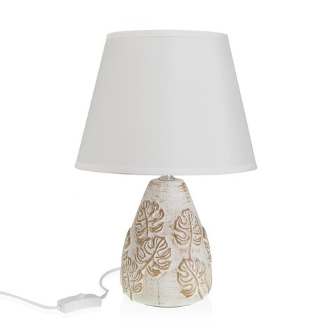 Lampa de masa Exotic Leaf, Versa, 24.5 x 37 cm, 1 x E14, 25W, ceramica, bej