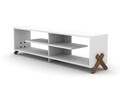 Comoda TV Rafevi Kipp, 145 x 31 x 39 cm, PAL/lemn, walnut/alb