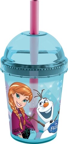 Pahar cu pai Frozen, Disney, 250 ml, plastic