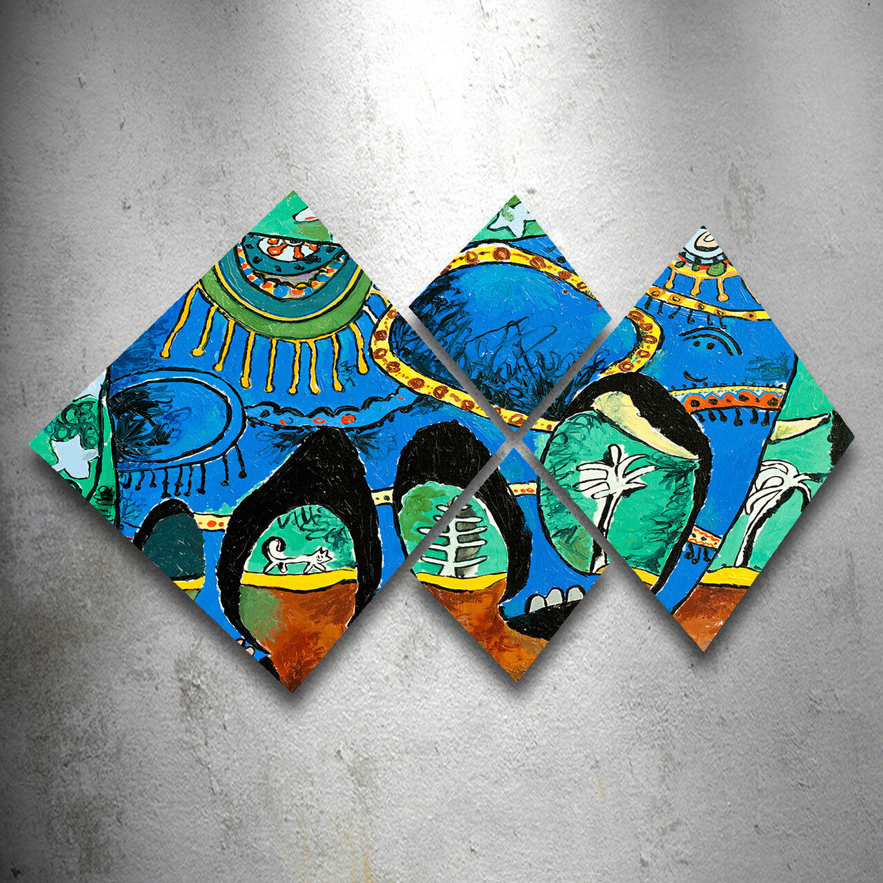 Set 4 tablouri decorative, 4MDF163361375, MDF, Imprimat UV, Multicolor - 1 | YEO