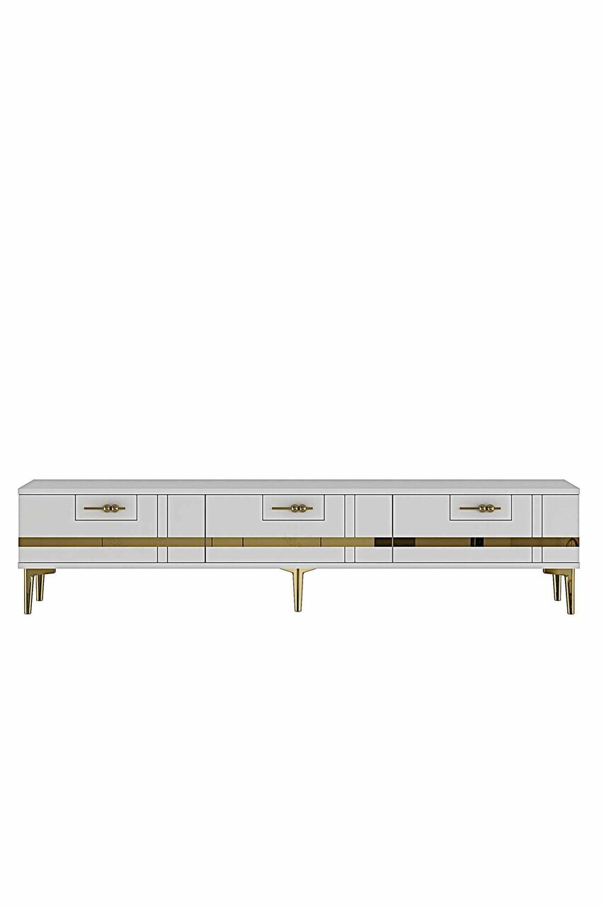 Comoda TV, Hanah Home, Ilay, 180x41x30 cm, Alb/Auriu — imaginea 5