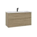 Dulap de baie cu chiuvetă, Hanah Home, Messina 100 v2, Stejar