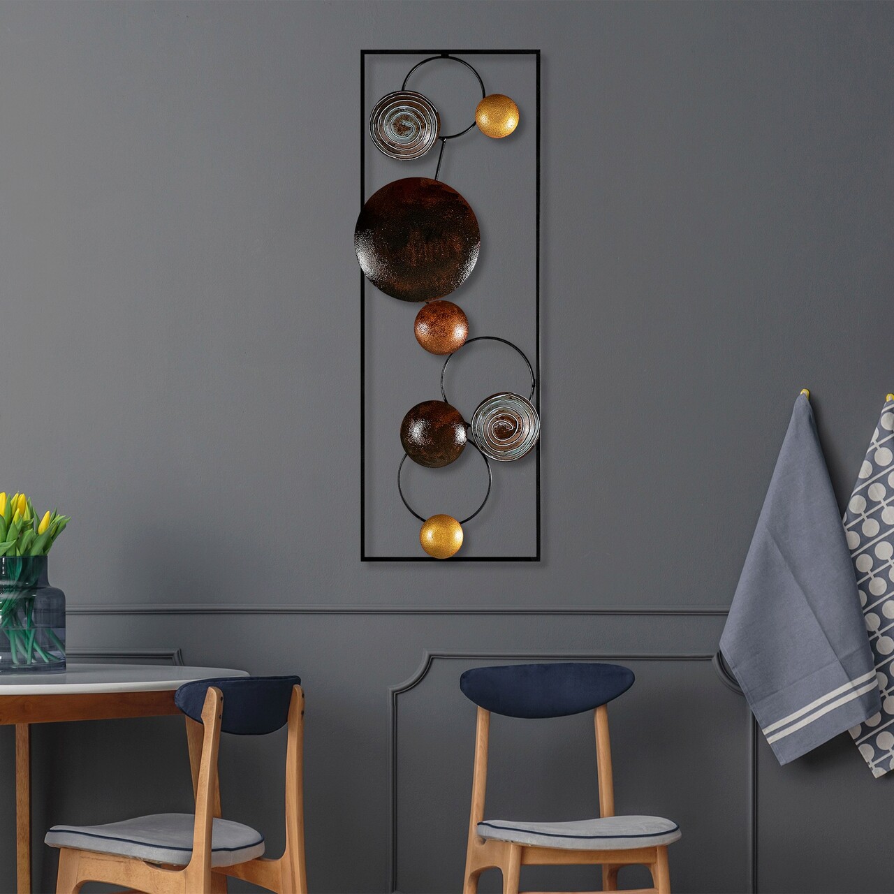 Decoratiune de perete, Textured, Metal, 90 x 32 x 4 cm, Multicolor - 2 | YEO