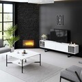 Comoda TV, Bexley, Chrome Line, Alb/Negru