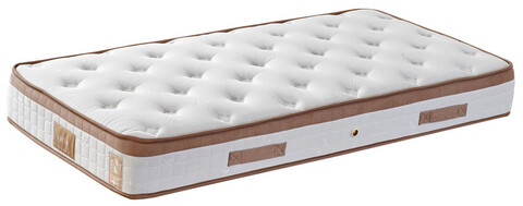 Saltea single, Base & Headboard, Niron, Latte, 120x38x200 cm, Cadru: OȚEL, Maro deschis