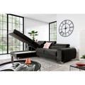 Coltar extensibil stanga 3 locuri ELTAP, LT-05NU, Grayson, 278x205x92 cm, lemn/poliester, gri inchis