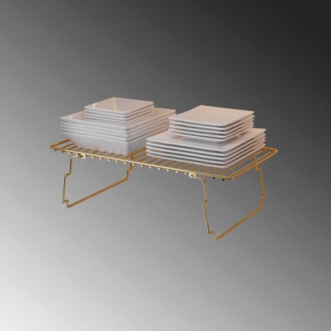Raft de perete, Cerritos, Dolap Ici Organizer, 15x19x42 cm, Metal, Auriu/Maro