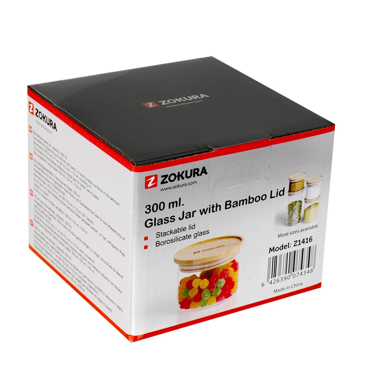 Recipient sticla, Ø9,5cm, 300ml, Cu capac din bambus - Zokura - imagine 5