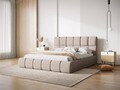 Pat tapitat cu tablie si lada depozitare, Bellis, Micadoni Home, BL, 140x200 cm, poliester chenille, bej