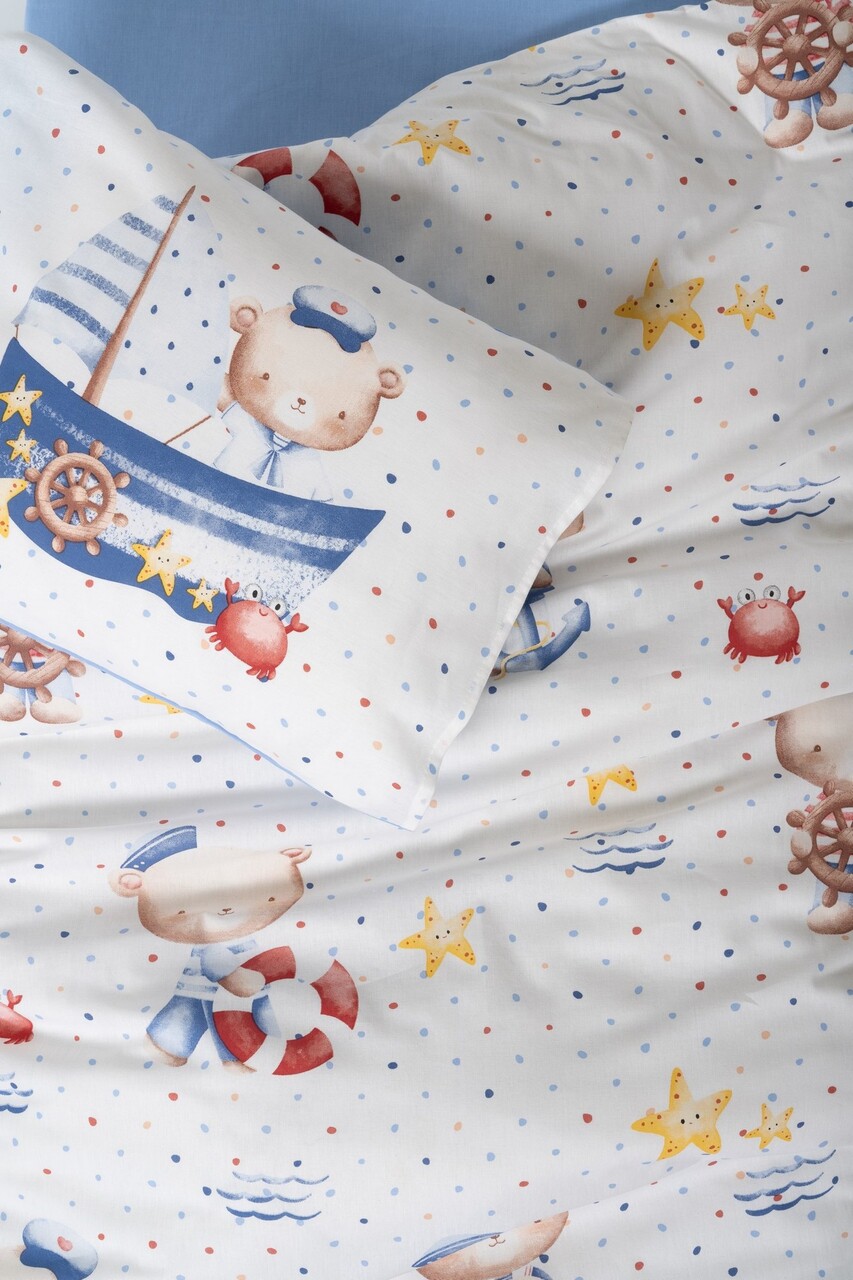 Lenjerie de pat pentru copii, Seaman - Blue, Cotton Box, Bumbac Ranforce