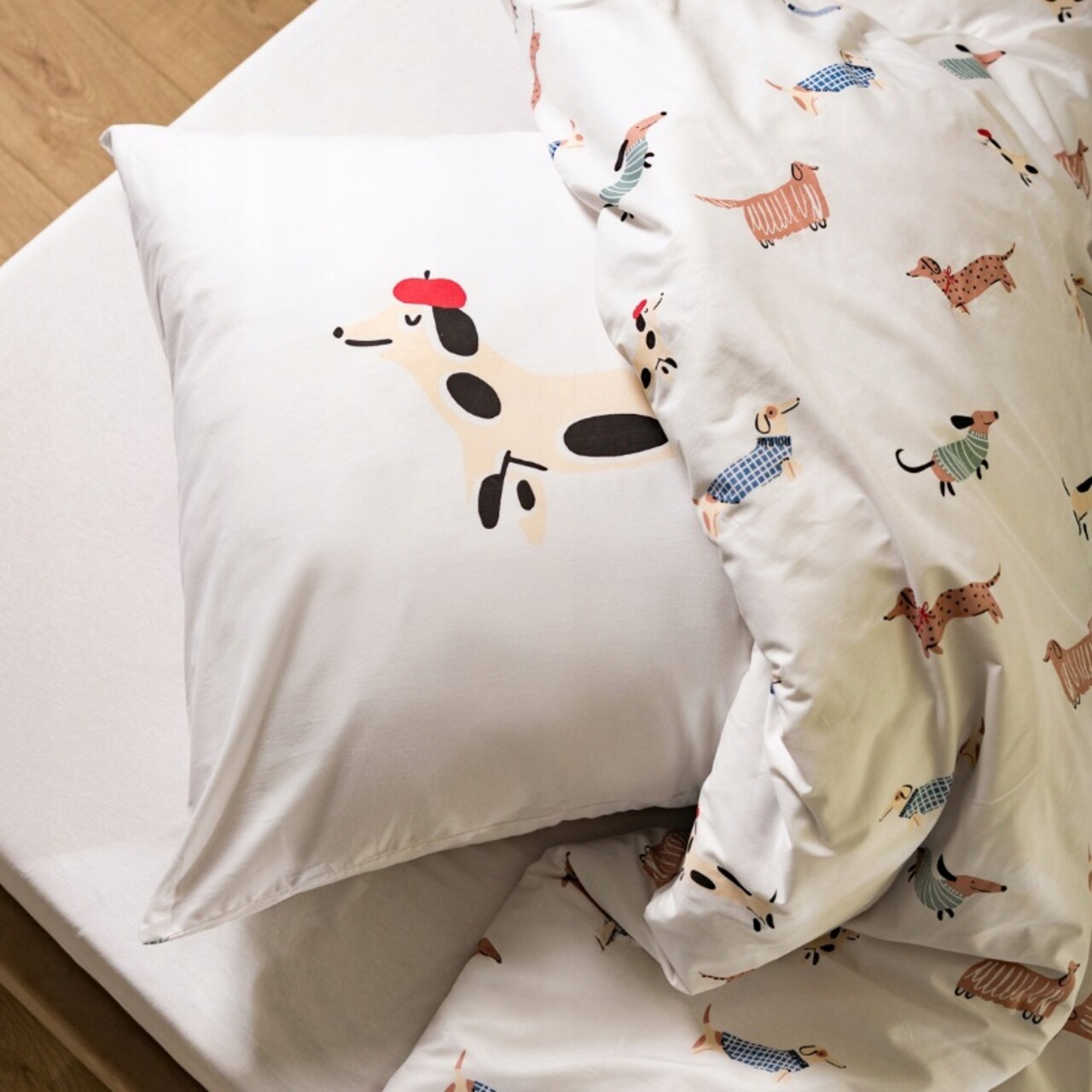 Lenjerie de pat dubla Teckel, Homla, 3 piese, 160x200 cm, bumbac, multicolor - 2 | YEO