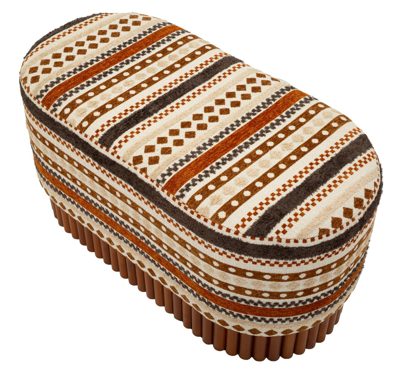 Bancheta, Mauro Ferretti, Ethnic, 82x40x40 cm, poliester/lemn masiv, multicolor — imaginea 5