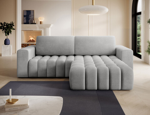 Coltar extensibil dreapta 4 locuri ELTAP, Bon-38, Bonett, 250x175x92 cm, lemn/poliester, gri deschis