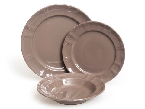 Serviciu de masa 18 piese, Country Chic, Excelsa, ceramica, maro cenusiu