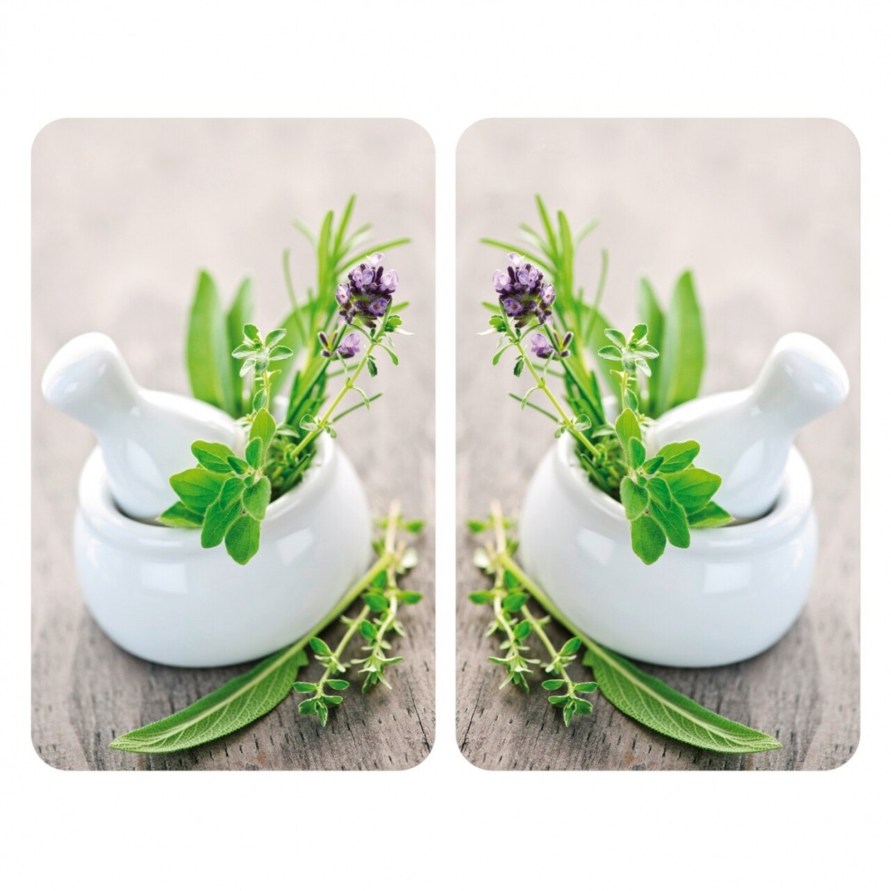 Set 2 protectii universale pentru aragaz Herb Garden, Wenko, sticla/termoplastic, 30 x 52 cm, multicolor