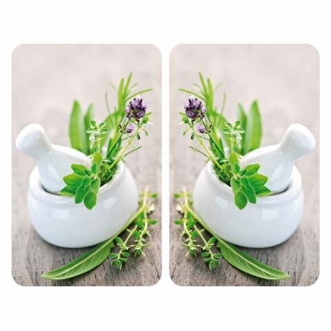 Set 2 protectii universale pentru aragaz herb garden, wenko, sticla/termoplastic, 30 x 52 cm, multicolor