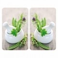 Set 2 protectii universale pentru aragaz Herb Garden, Wenko, sticla/termoplastic, 30 x 52 cm, multicolor