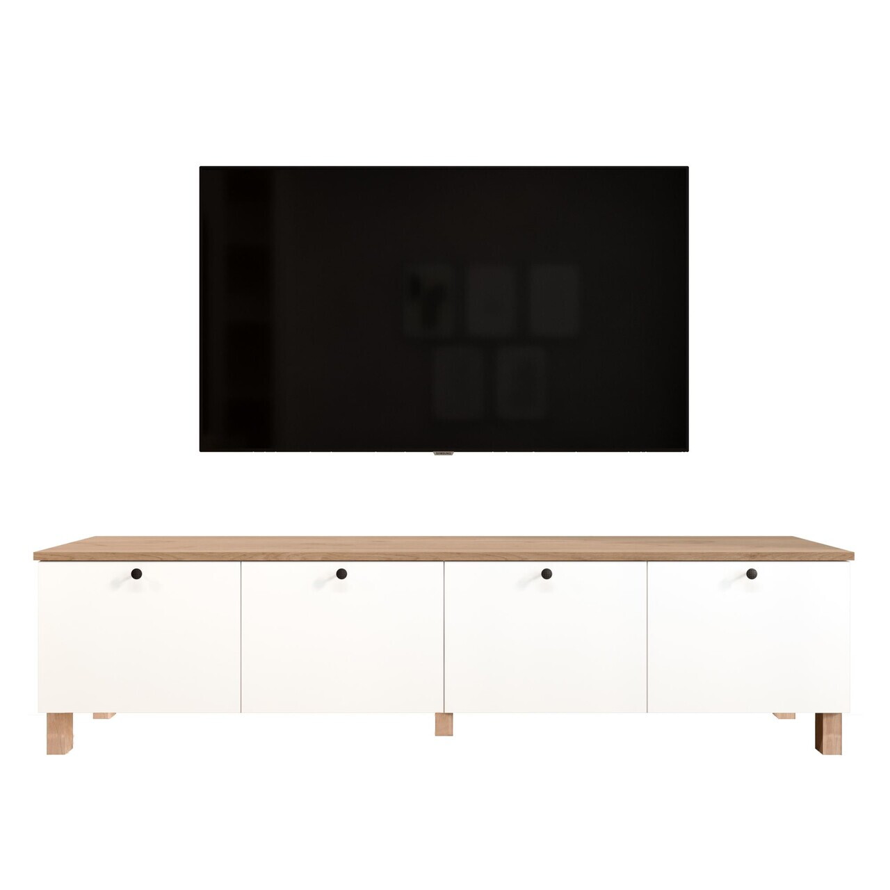 Comoda TV, Hanah Home, Nord, 180x45.6x34.1 cm, PAL, Alb / Stejar — imaginea 5