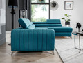 Coltar extensibil dreapta 4 locuri, ELTAP, Lau-45, Laurence, 278x205x92 cm, lemn/poliester, turcoaz