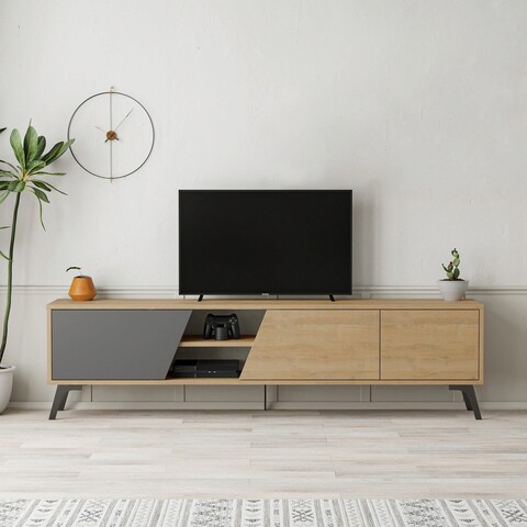 Comoda tv, homitis, fiona, 180x48x35.6 cm, stejar / antracit